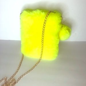 New Neon Faux Fur Mini Neon Yellow Crossbody